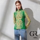 【GLORY21】品牌魅力款-etc.質感對稱圖騰彈性半高領上衣-綠色 product thumbnail 1