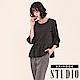 EPISODE Studio -  條紋傘擺荷葉設計上衣（黑） product thumbnail 1