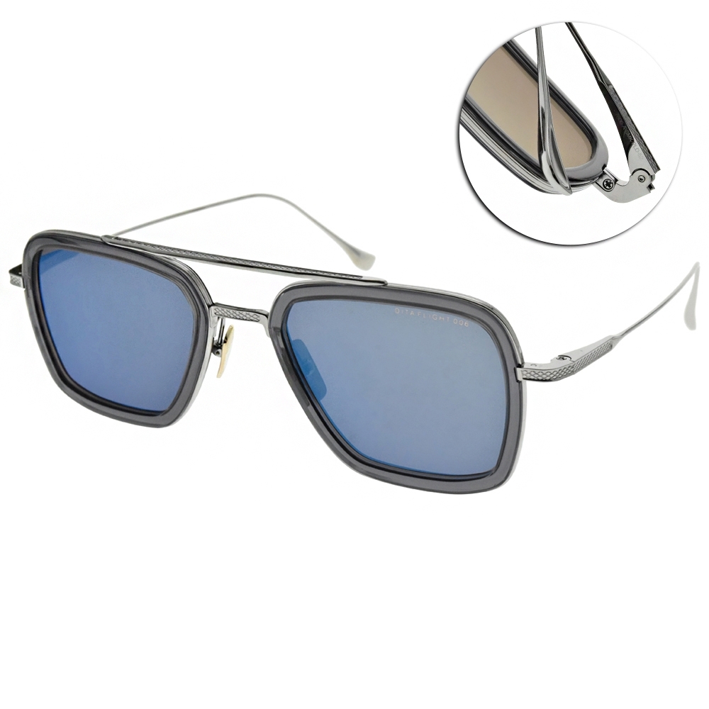 DITA 太陽眼鏡 鋼鐵人飛行框款/透灰藍-銀-藍水銀灰鏡片#FLIGHT 006 7806-A-SMK-PLD