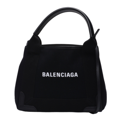 BALENCIAGA 經典NAVY系列帆布牛皮飾邊手提/斜背包(XS-黑色)