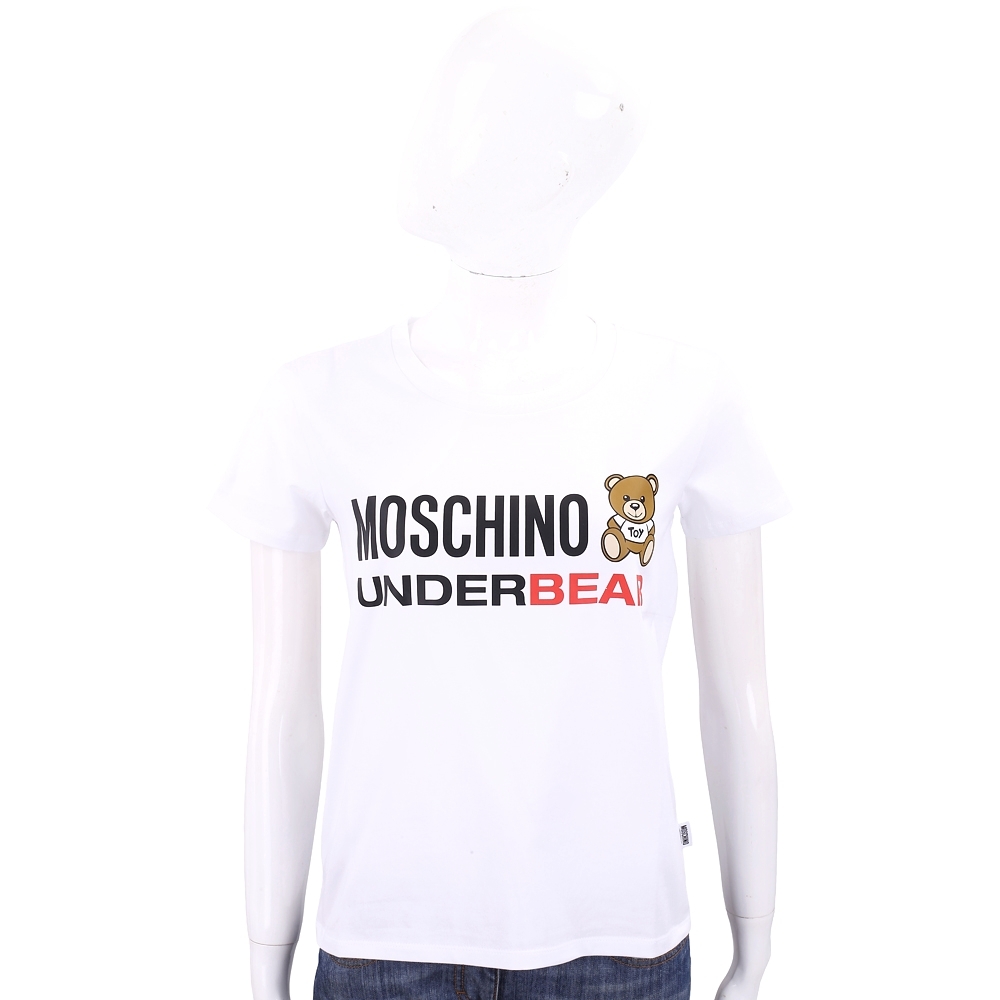 MOSCHINO Underbear 字母泰迪熊寶寶白色棉質T恤