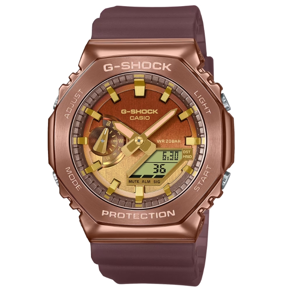 CASIO卡西歐  G-SHOCK 沙漠越野 奢華冒險 高貴銅棕 金屬錶殼 八角形錶殼 GM-2100CL-5A_44.4mm