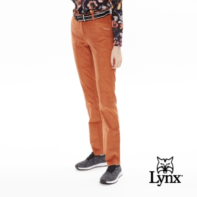 【Lynx Golf】女款彈性舒適細條燈芯絨休閒長褲-橘色