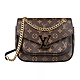 LV M45592 Passy黑字LOGO印花Monogram帆布釦式鍊帶斜背包(深咖啡x紅) product thumbnail 1