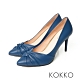 KOKKO極致迷人羊皮尖頭抓皺細高跟鞋經典藍 product thumbnail 1