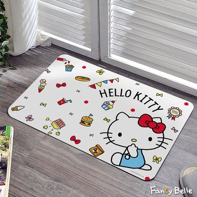 義大利Fancy Belle Sanrio 經典HELLO KITTY 抗菌可水洗軟式珪藻土強效吸水地墊 60*39CM