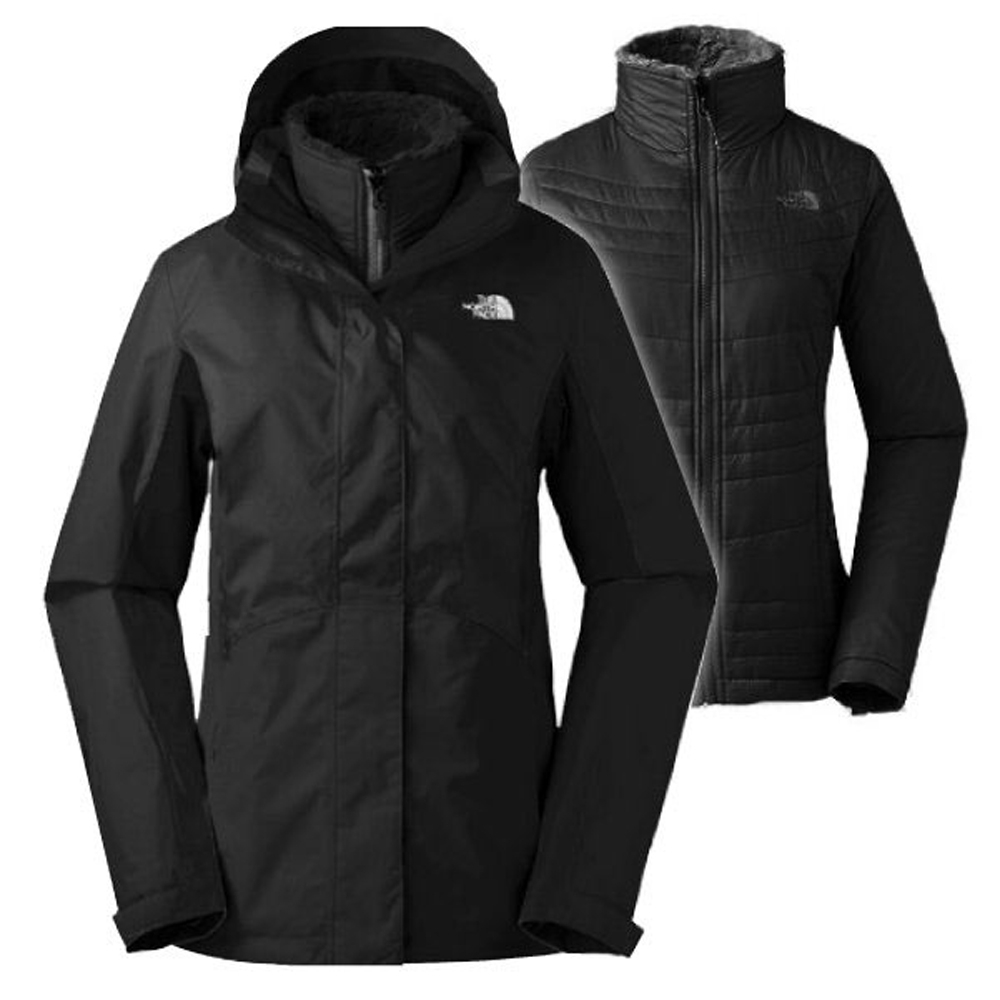 The North Face 女新款 防風防水透氣耐磨連帽兩件式外套_黑 N