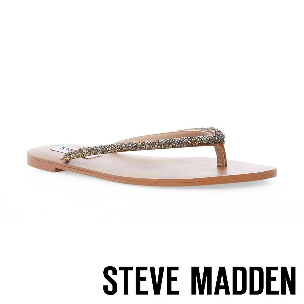 STEVE MADDEN-SIMPLICITY 閃耀夾腳平底拖鞋-鐵棕