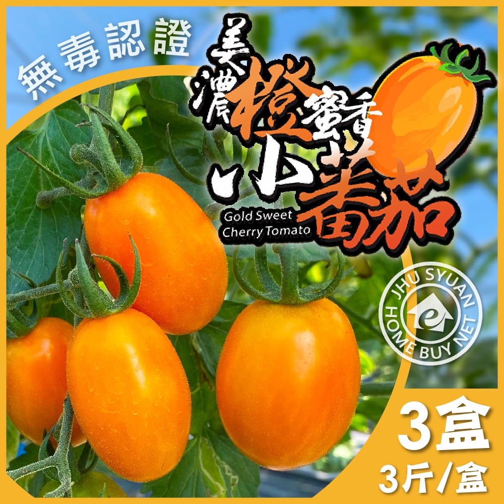家購網嚴選 高雄美濃橙蜜香小蕃茄 3盒(3斤/盒)