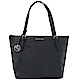 MICHAEL KORS JET SET 小LOGO PVC拉鍊托特包(深藍) product thumbnail 1