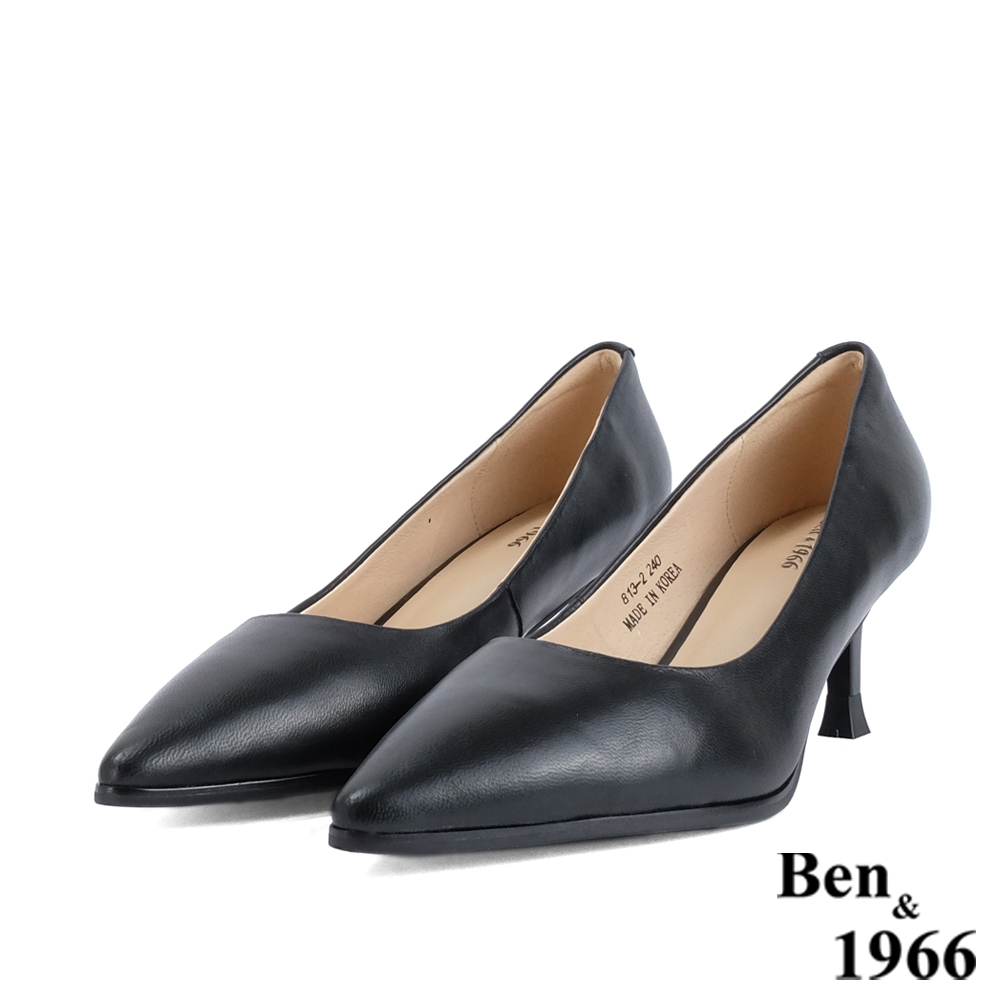 Ben&1966高級頭層羊皮經典尖頭高跟鞋-黑(218261)