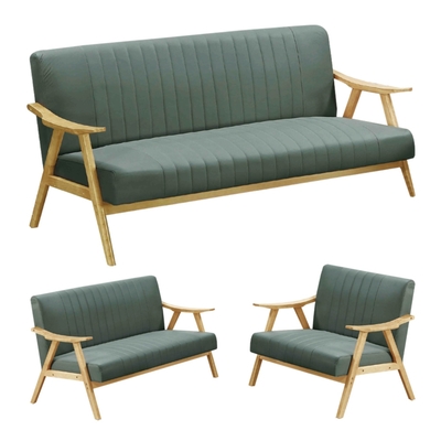 文創集 迪爾科技布實木沙發椅組合(1+2+3人座組合+二色可選)-168x73x87cm免組