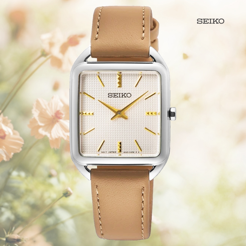 SEIKO 精工 CS系列 長方形 簡約雙針OL都會淑女腕錶-銀色 SWR089P1/4N30-00L0P_SK028