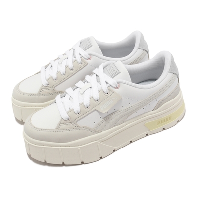 Puma 休閒鞋 Mayze Stack Luxe Wns 女鞋 白 灰 厚底 增高 皮革 麂皮 38985303