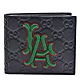 GUCCI MLB LA LOS ANGELES聯名款GG壓印牛皮摺疊短夾(黑色) product thumbnail 1