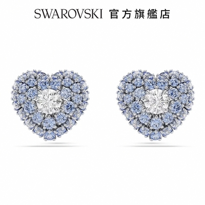 SWAROVSKI 施華洛世奇 Hyperbola 耳釘 心形, 藍色, 鍍白金色