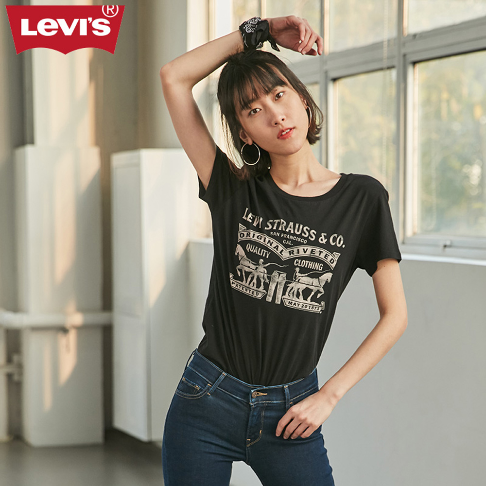 Levis T恤 女裝 經典雙馬Logo 黑