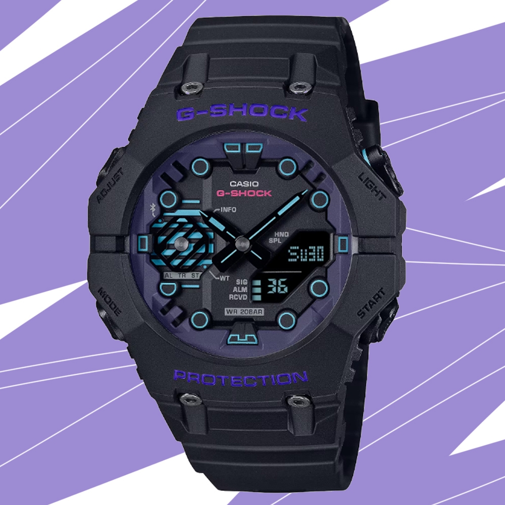 CASIO 卡西歐 G-SHOCK 網路空間 科幻宇宙 智慧藍芽連結雙顯錶-黑 GA-B001CBR-1A