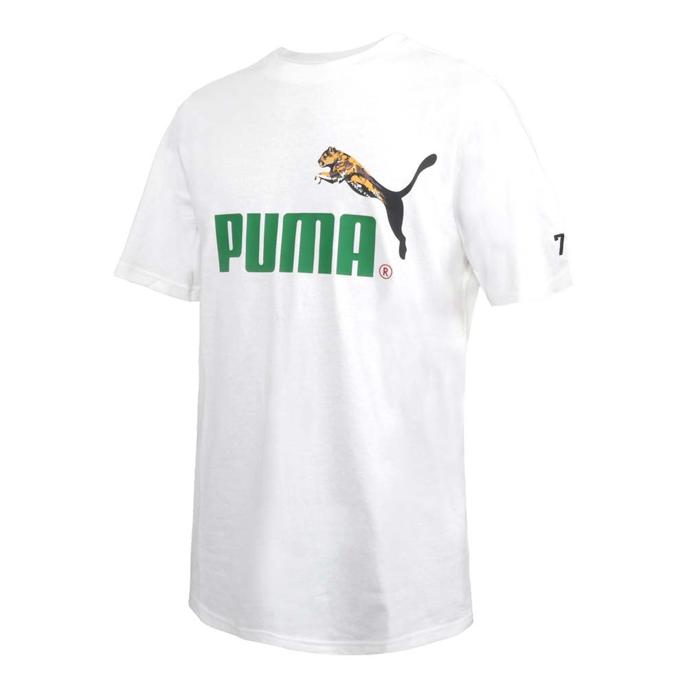 PUMA NO.1 LOGO 男女流行系列慶祝短袖T恤-歐規 休閒 慢跑 上衣 62218202 白綠黃黑紅
