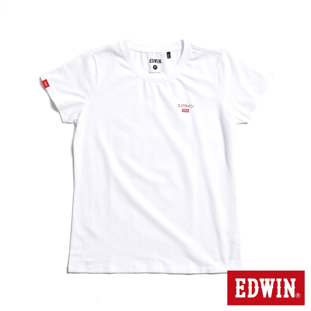 EDWIN 第九代基本LOGO短袖T恤-女-白色