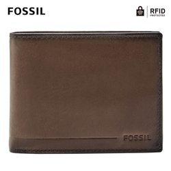 FOSSIL Allen 真皮RFID防盜證件格零錢皮夾-深棕色 SML1548201