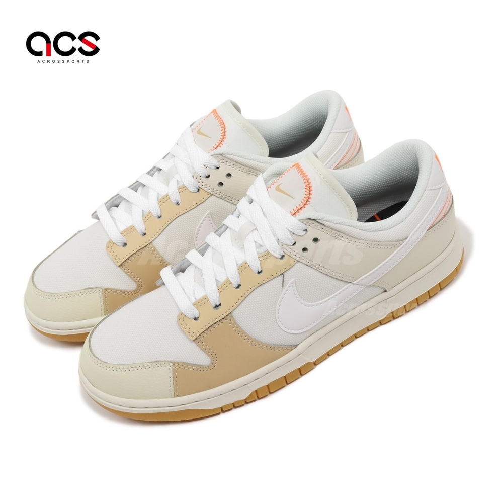 Nike 休閒鞋Dunk Low SE 男鞋女鞋米白橘帆布皮革拼接低筒FJ5475-100