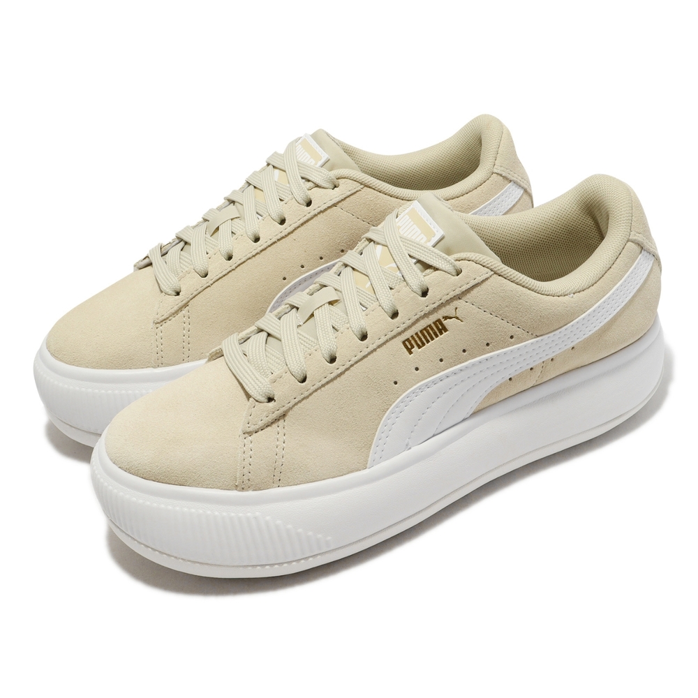 Puma 休閒鞋 Suede Mayu 女鞋 白 卡其 淺咖 厚底 增高 麂皮 鬆糕鞋 38068616