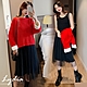 【Lydia】氣質針織上衣+背心網紗裙兩件套裝(紅黑 F) product thumbnail 1