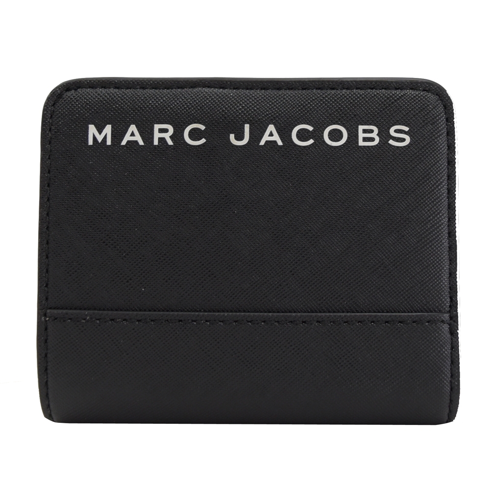 MARC JACOBS 經典LOGO防刮牛皮釦式零錢短夾(黑)