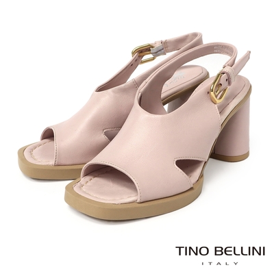 TINO BELLINI 波士尼亞進口寬皮面高跟涼鞋FSMO005(粉紅)