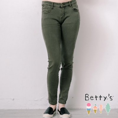 betty’s貝蒂思　簡約百搭彈性窄管褲(深綠)