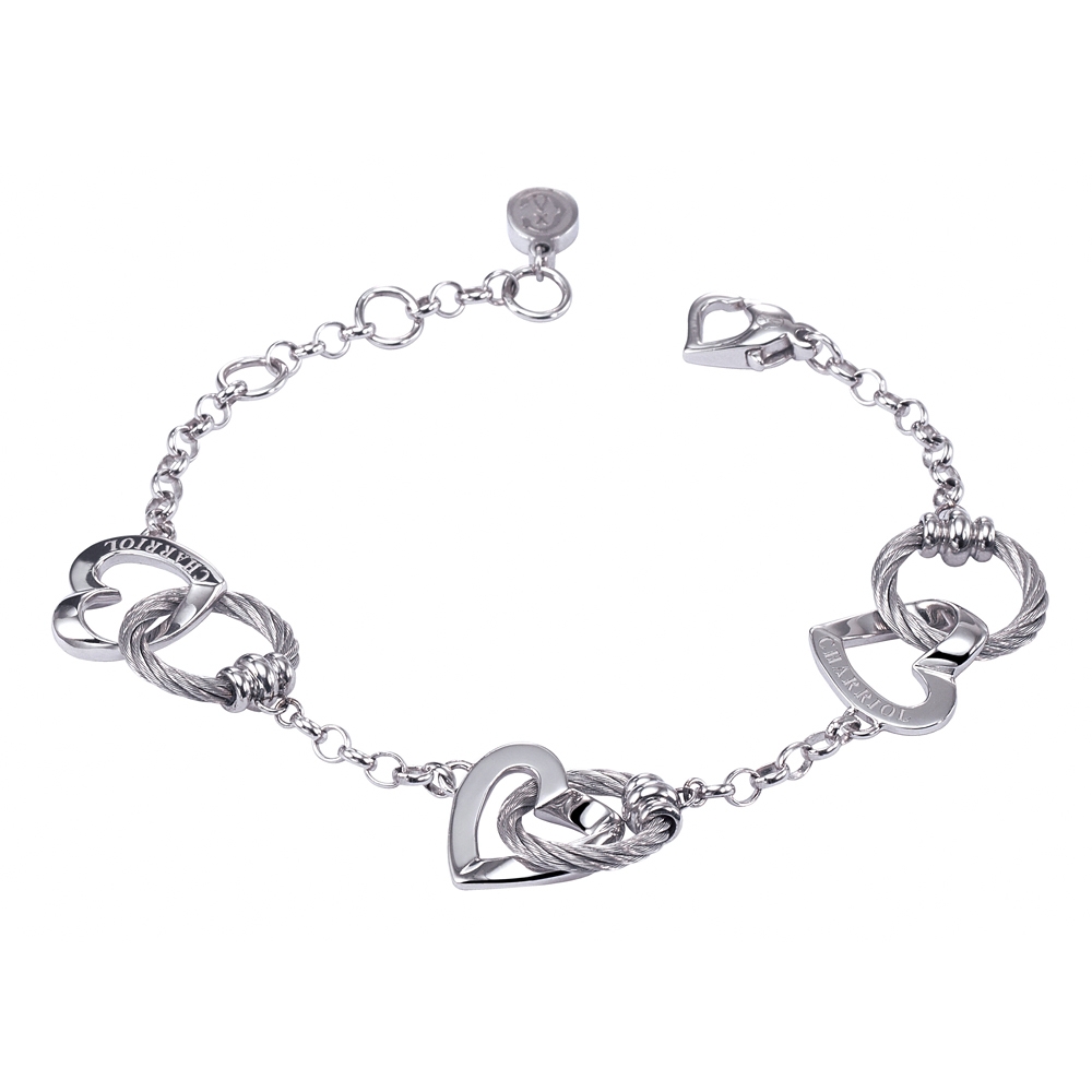 CHARRIOL 夏利豪 Silver Bracelet with Rh platiing 100 ways to love 鋼索手鍊 母親節禮物 送禮推薦