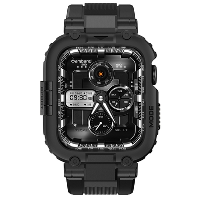 AmBand Apple Watch 專用保護殼-M1 霧黑TPU錶帶-42mm/44mm/45mm