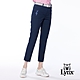【Lynx Golf】女款彈性舒適貼袋造型精美山貓繡花窄管九分褲-深藍色 product thumbnail 2
