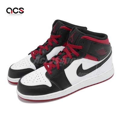 Nike 休閒鞋 Air Jordan 1 Mid GS 大童 女鞋 黑 白 紅 一代 AJ1 DQ8423-106