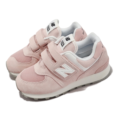 New Balance 童鞋 574 寬楦 中童 粉紅 白 麂皮 魔鬼氈 小朋友 親子鞋 NB 紐巴倫 PV574FPP-W