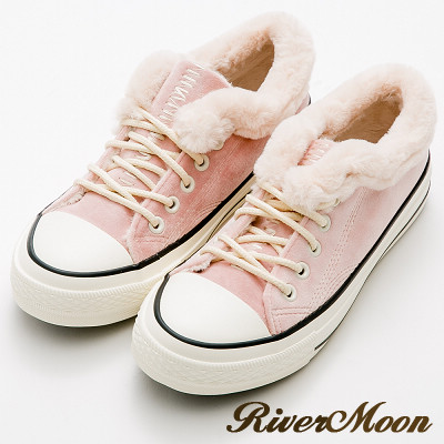 River&Moon韓版暖暖內鋪毛超短筒靴休閒鞋-粉