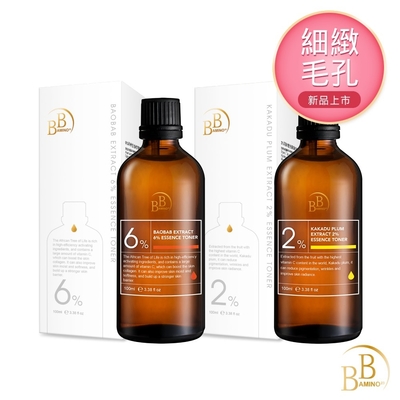 (2入組)BB Amino科研 2%雨林激光果煥白/6%非洲生命樹青春 精華水100ml 2款可選