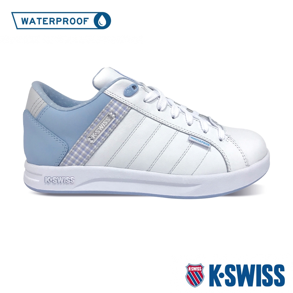 K-SWISS Lundahl WP格紋防水時尚運動鞋-女-白/粉藍