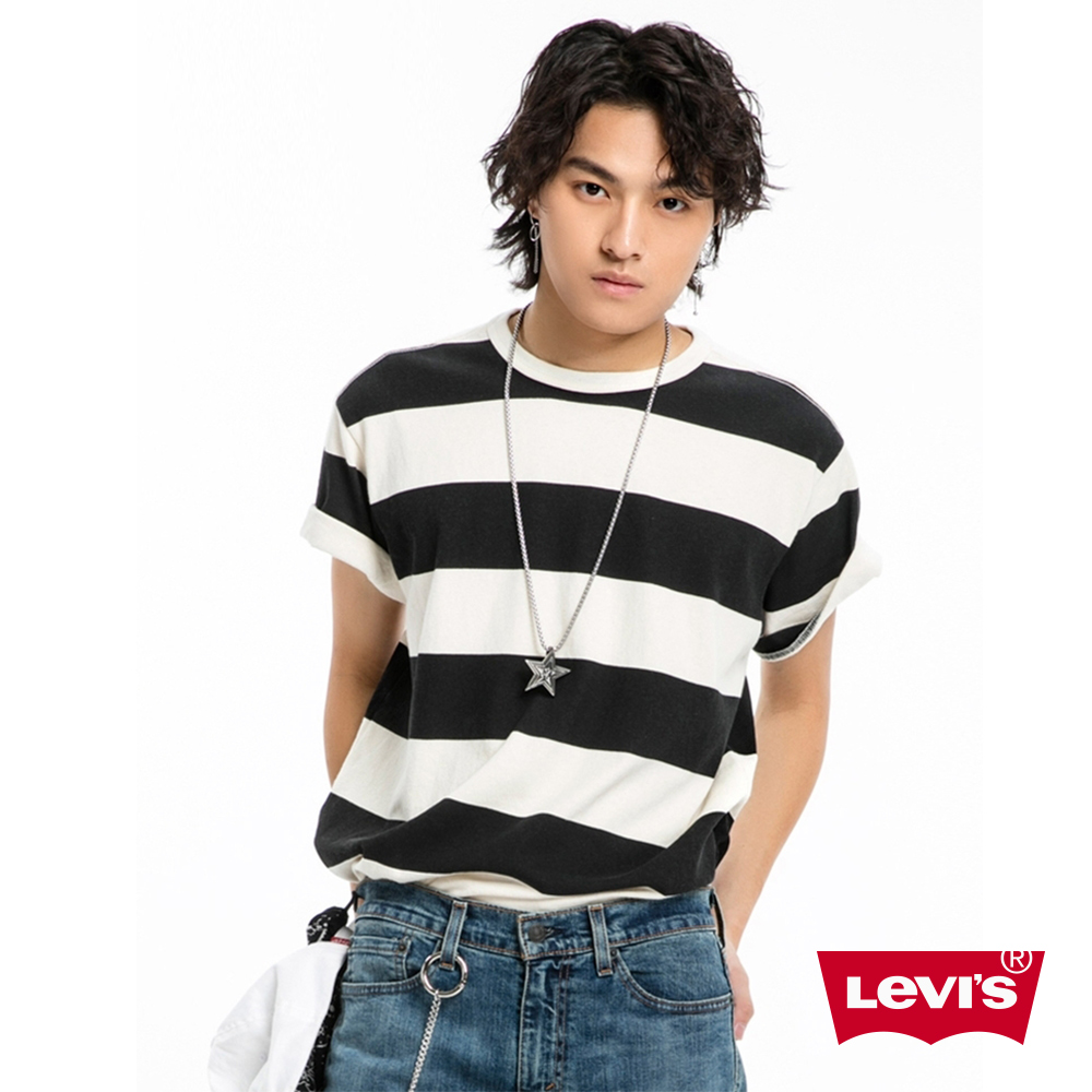 Levis T恤 男裝 短袖純棉TEE 圓領 黑白條紋