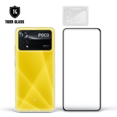 T.G POCO X4 Pro 手機保護超值3件組(透明空壓殼+鋼化膜+鏡頭貼)