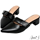 Ann’S氣質蔓生-不破內裡方結鞋帶顯瘦粗跟尖頭穆勒鞋 -黑 product thumbnail 1