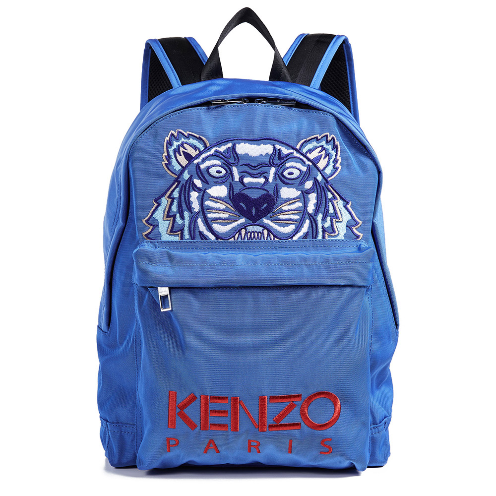 KENZO Tiger Canvas 品牌Logo刺繡老虎圖騰帆布後背包 亮藍