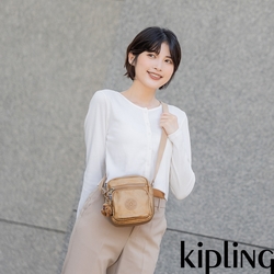 Kipling 金屬古銅色多袋小巧斜背包-RON