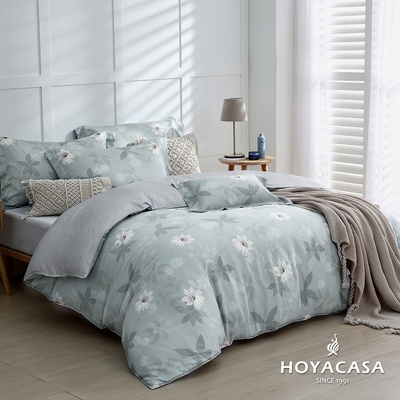HOYACASA 雙人抗菌天絲兩用被床包四件組-織葉流年