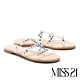 拖鞋 MISS 21 晶鑽裸透王字條帶造型平底拖鞋－裸透 product thumbnail 1
