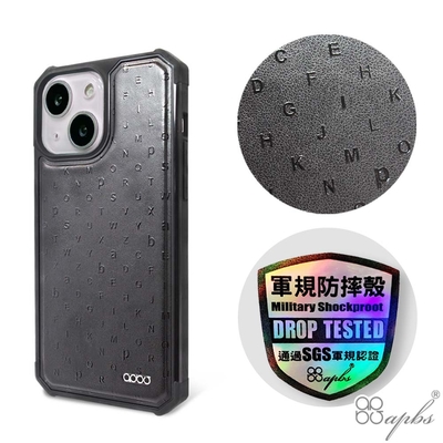 apbs iPhone 13 6.1吋浮雕感軍規防摔皮革磁吸手機殼-經典牛紋-Letter