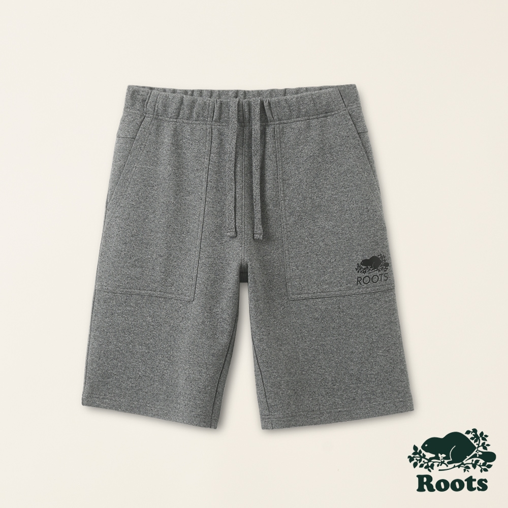 Roots男裝-宇宙探索系列 LOGO設計雙面布短褲-灰色