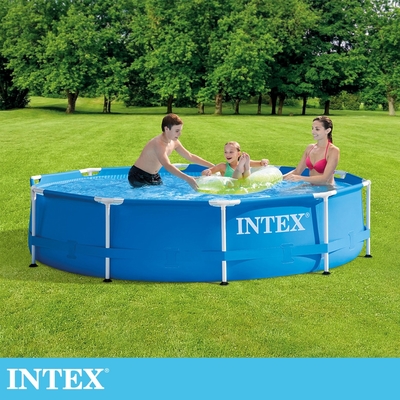 【INTEX】簡易裝圓形框架游泳池305x76cm(4485L)適用6歲+ (28200NP)