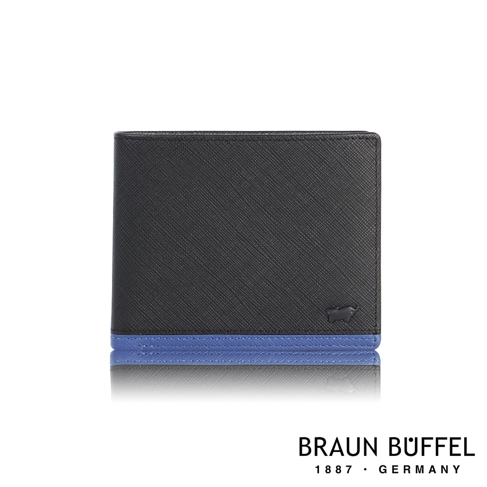 【BRAUN BUFFEL 德國小金牛】台灣總代理 市政廳 4卡零錢袋皮夾-黑色/BF388-315-BK